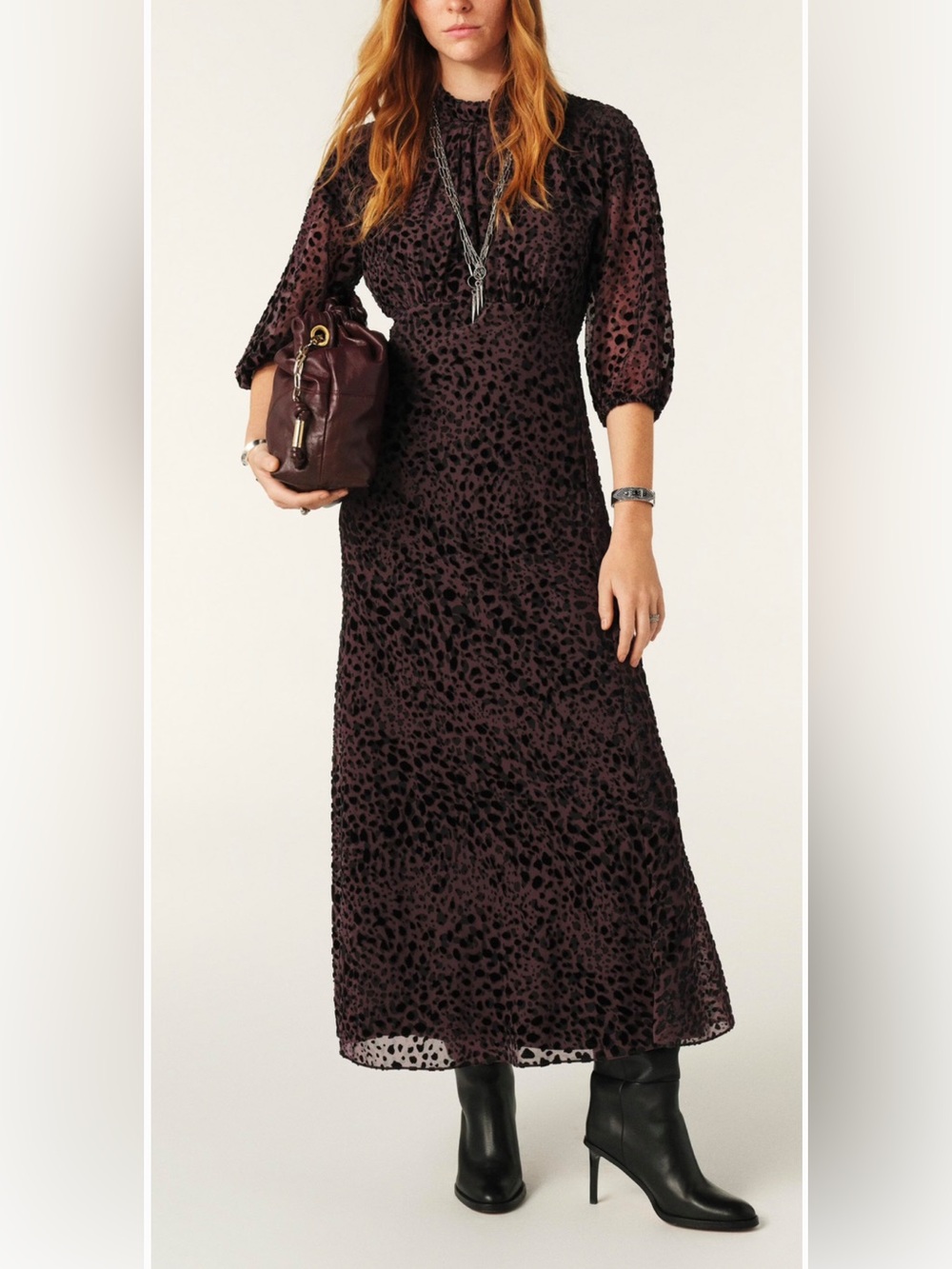 Ba&sh Paris “Duny” Leopard Burnout Maxi Dress Authentic ba&sh Paris Size XS